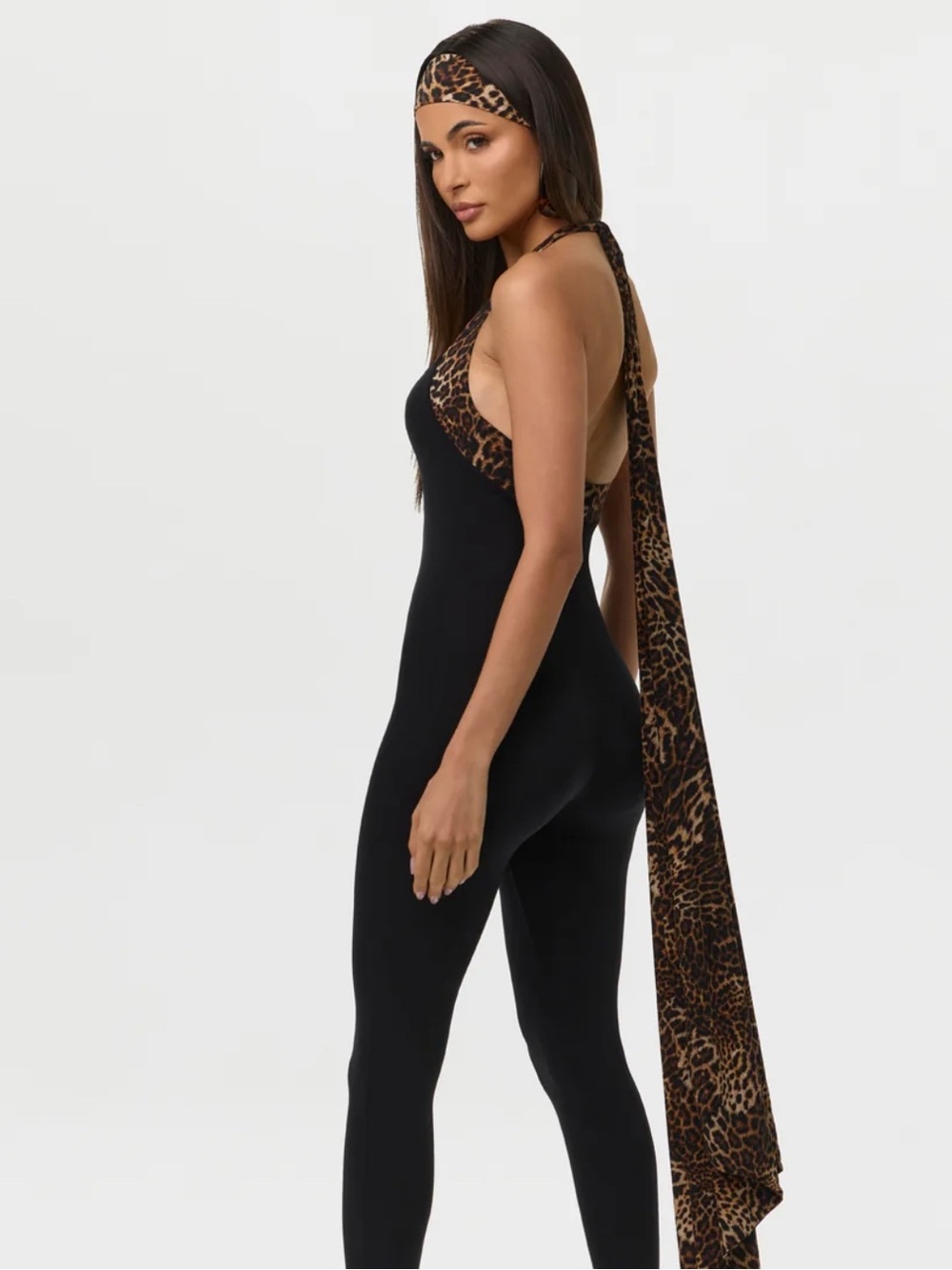 Naked Wardrobe HALTER STIRRUP JUMPSUIT with Matching Headband